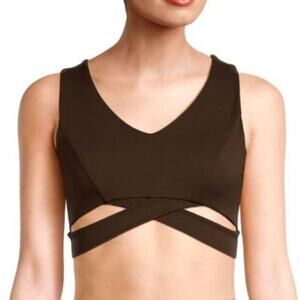 NOIZE Prisha Cutout Crisscross Sports Bra-Coffee-XS-NWT
